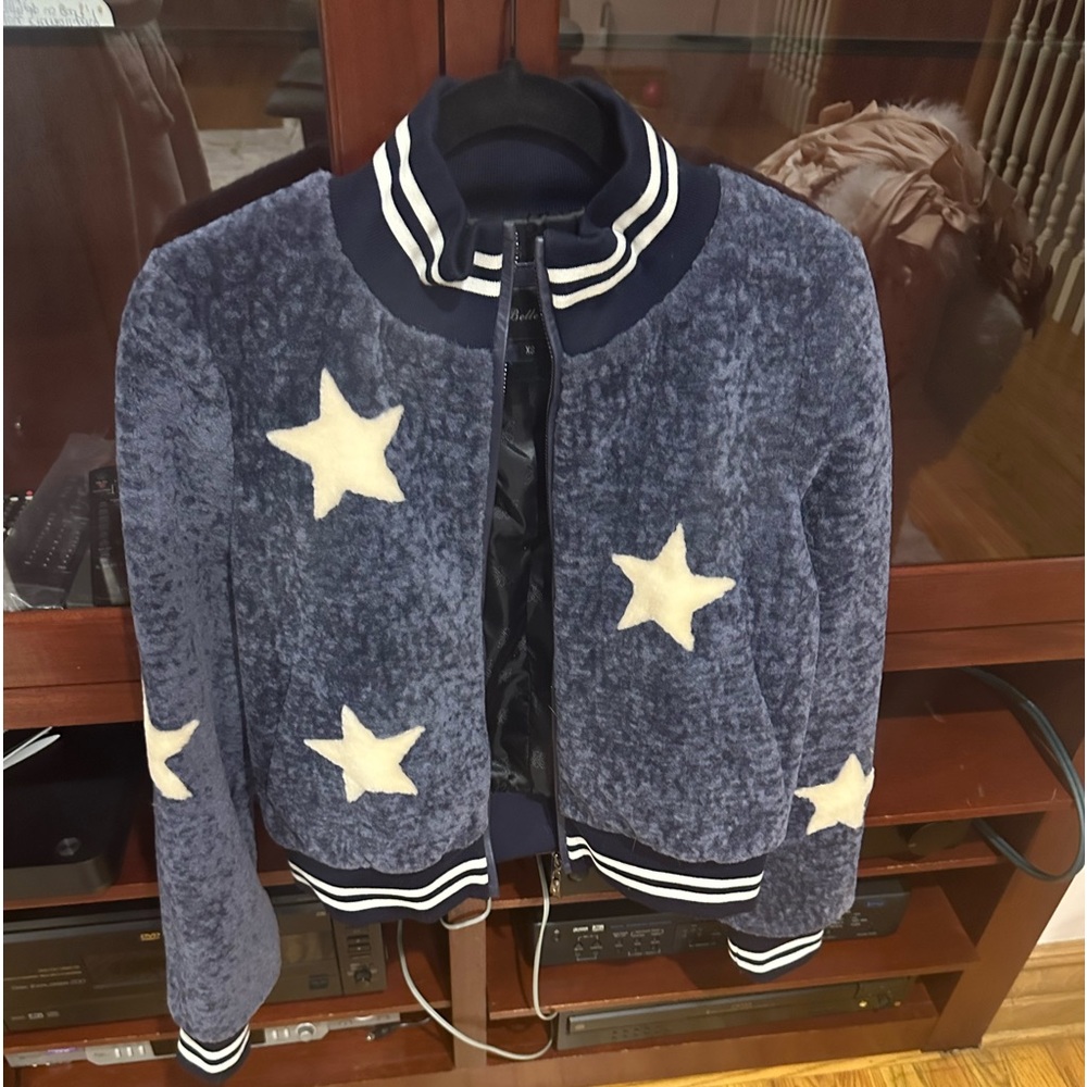 Belle Fare Star Shearling Baseball Bomber
